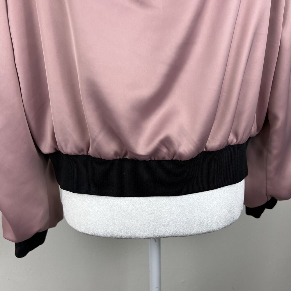 Alpha & Omega Interstellar Bomber Jacket Women Small Pink Satin Off Shoulder - Picture 14 of 16